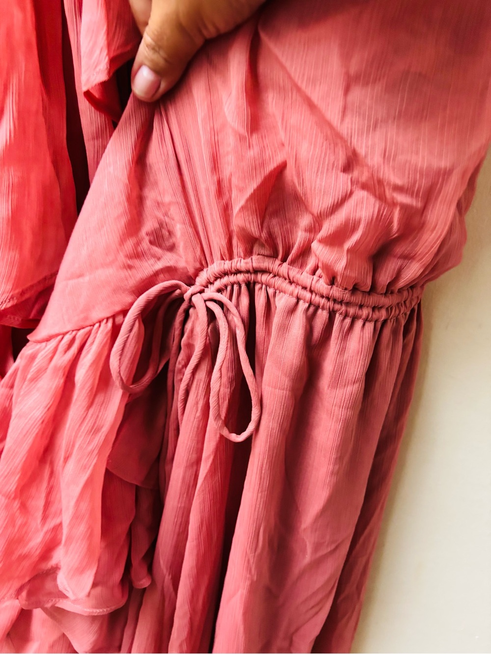 ASOS EDITION Curve | Chiffon Extreme Sleeve Maxi Ruffles - Dusky Pink - Picture 8 of 12